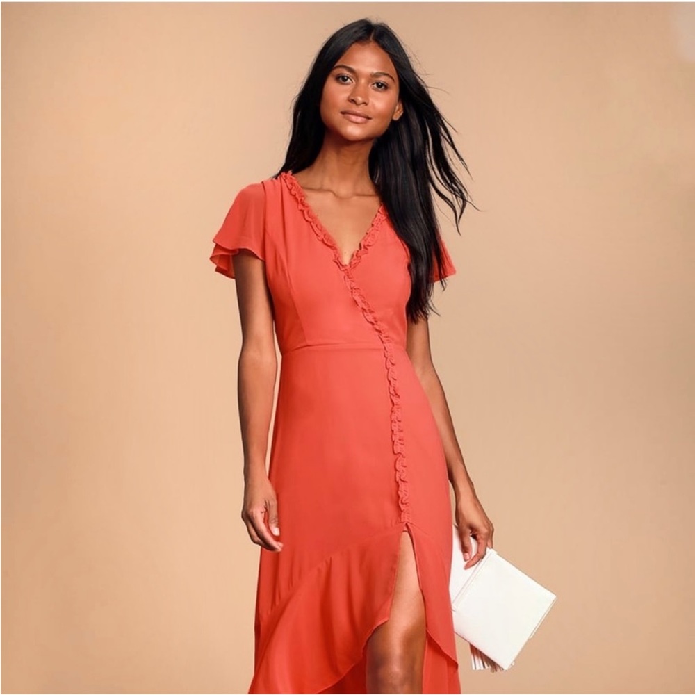Lulu’s NWT Pour The Champagne Coral Maxi Dress S - Picture 3 of 12
